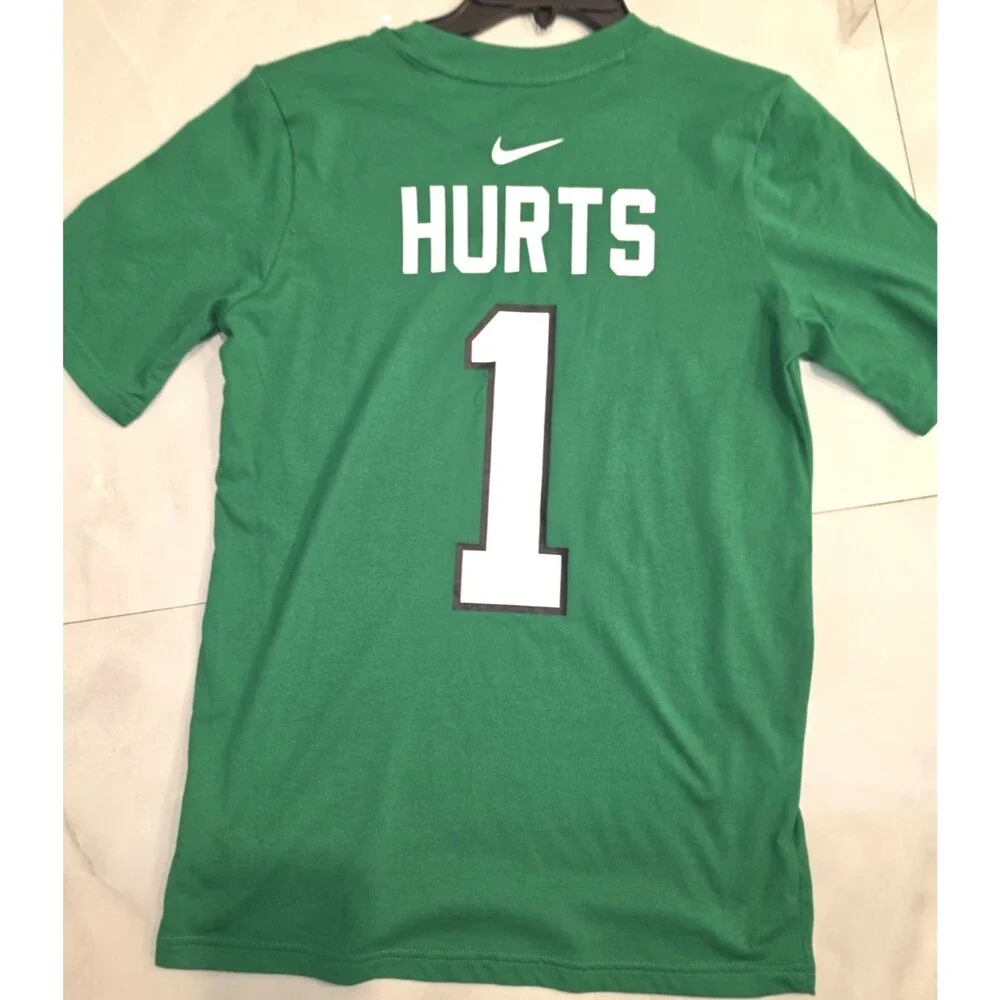 NWOT Nike Boy's Jalen Hurts Kelly Green Philadelphia Eagles T-Shirt 14/16 Large